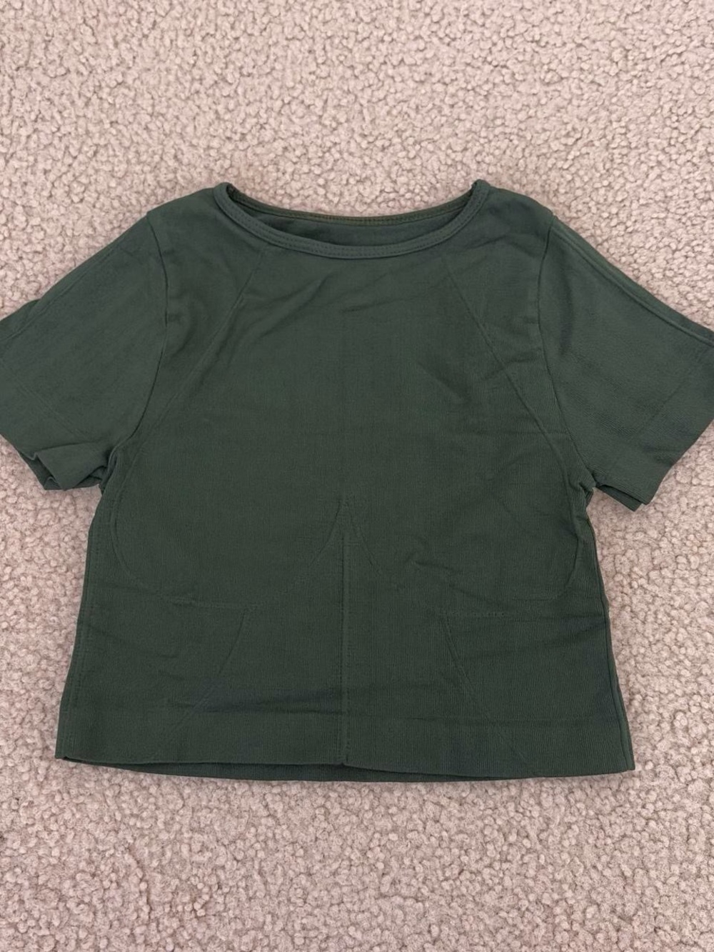 Girls' Short Sleeve Compression Crop Top - Dark Green